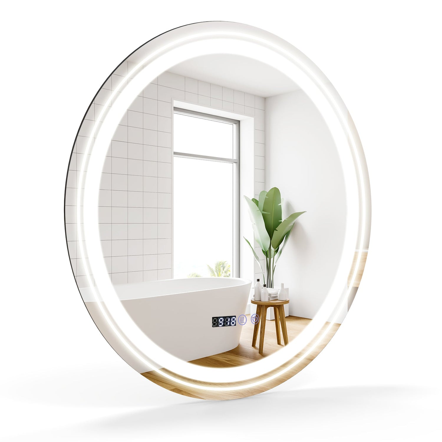 Anti-Fog Round Led Bathroom Mirror with 3 Color LED Lights