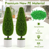 Paquete de 2 arbustos artificiales de cedro en forma de lágrima de 0,91 m con maceta de plástico – Verde
