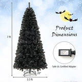 6/7 FT Artificial Christmas Tree with Bendable Top Section and Warm Light