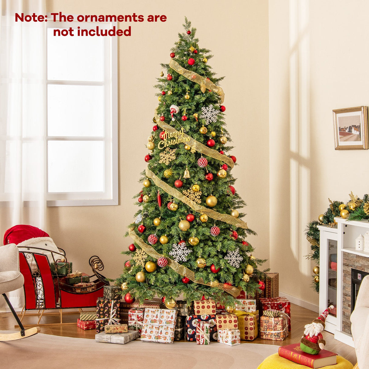Árbol de Navidad Artificial Verde, con Bisagras, con 721/1019 Puntas de Ramas Abundantes