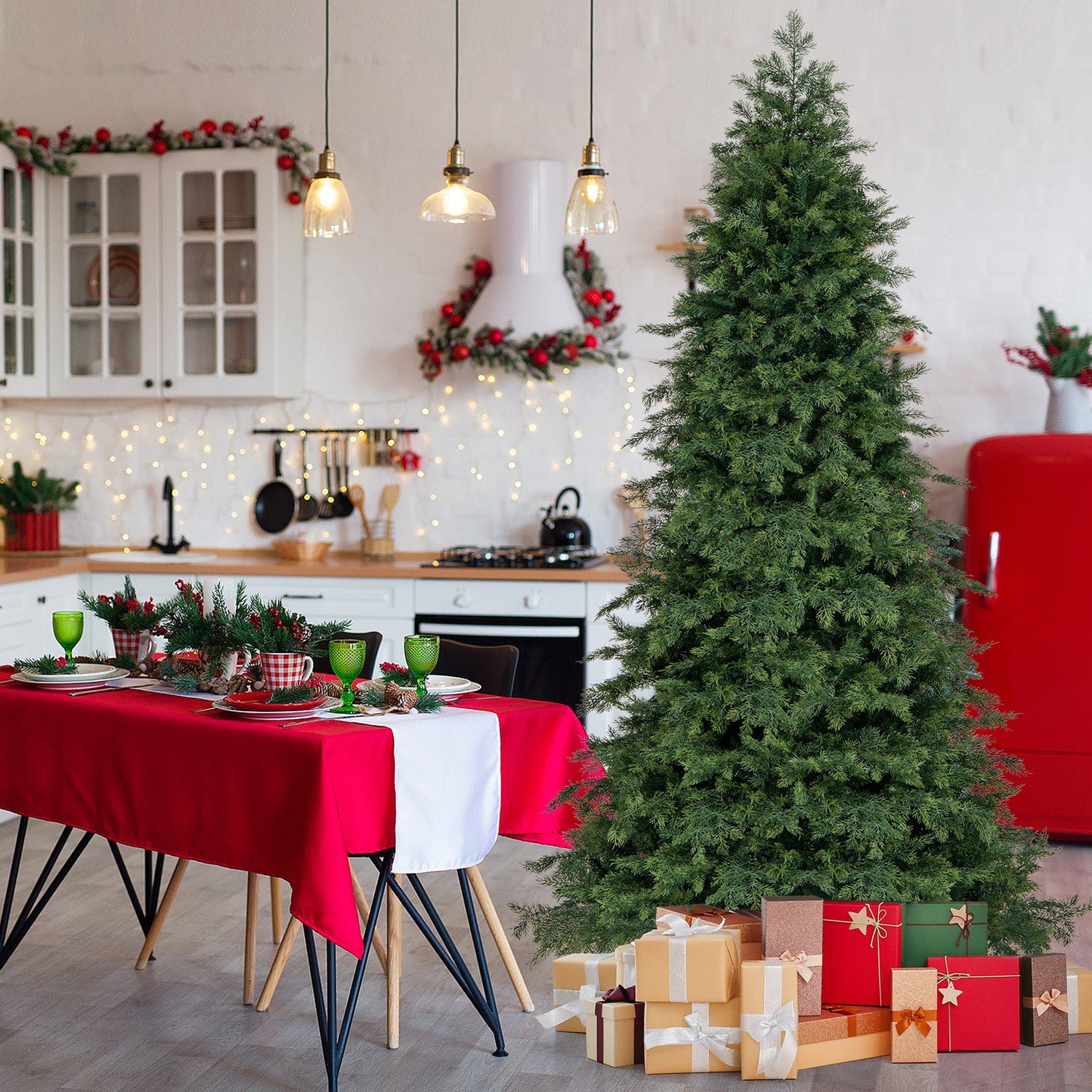Árbol de Navidad Artificial Verde, con Bisagras, con 721/1019 Puntas de Ramas Abundantes
