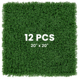12 paneles de pared de césped artificial de 20 x 20 pulgadas para jardín, patio o balcón