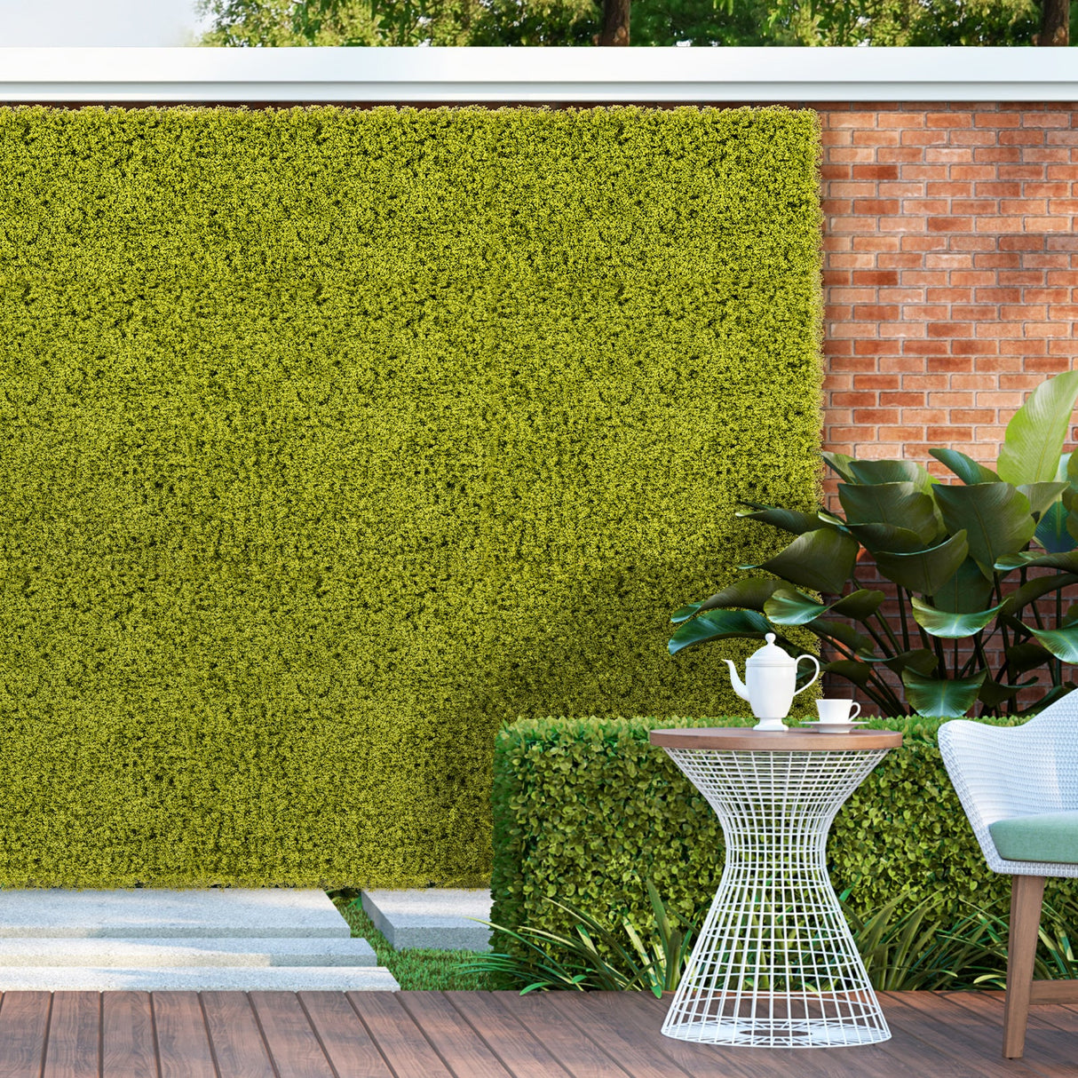 12 paneles de pared de césped artificial de 20 x 20 pulgadas para jardín, patio o balcón