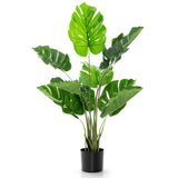 Árbol Artificial de Monstera Deliciosa de 4 Pies con 10 Hojas de Diferentes Tamaños
