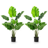 Paquete de 2 árboles artificiales de Monstera Deliciosa con 10 hojas de diferentes tamaños