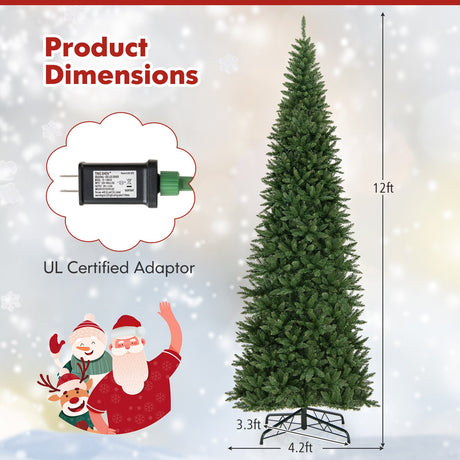 Árbol de Navidad artificial de 3,6 m con 800 luces LED blancas cálidas para fiestas en casa y centros comerciales