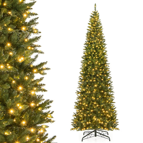 Árbol de Navidad artificial de 3,6 m con 800 luces LED blancas cálidas para fiestas en casa y centros comerciales