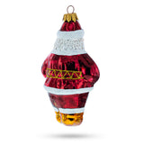 Santa with Blue Mittens Glass Christmas Ornament