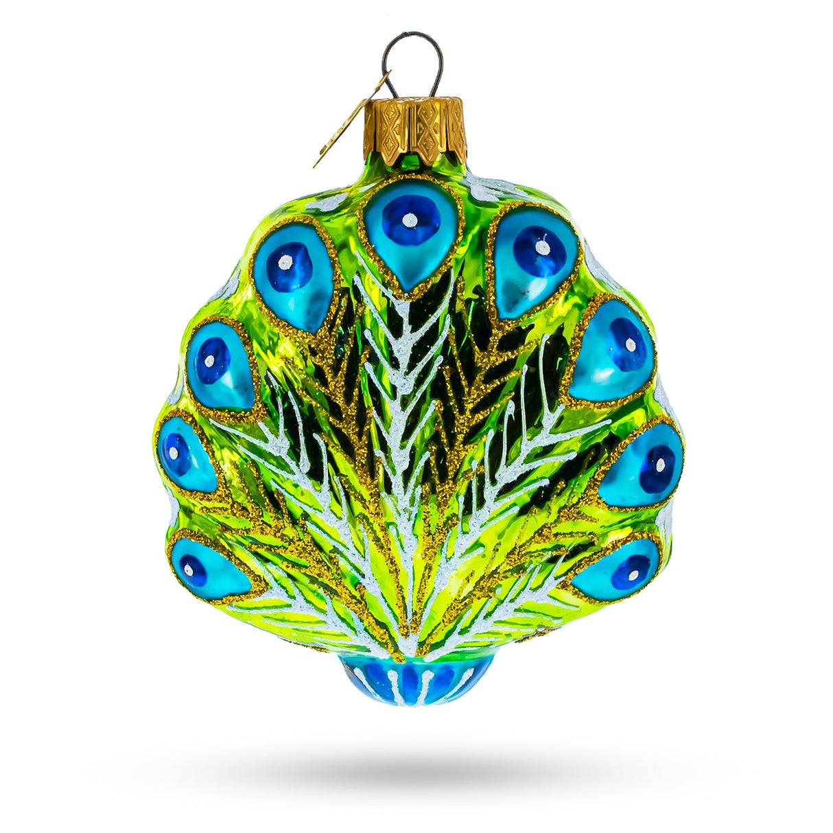 Festive Peacock Glass Christmas Ornament