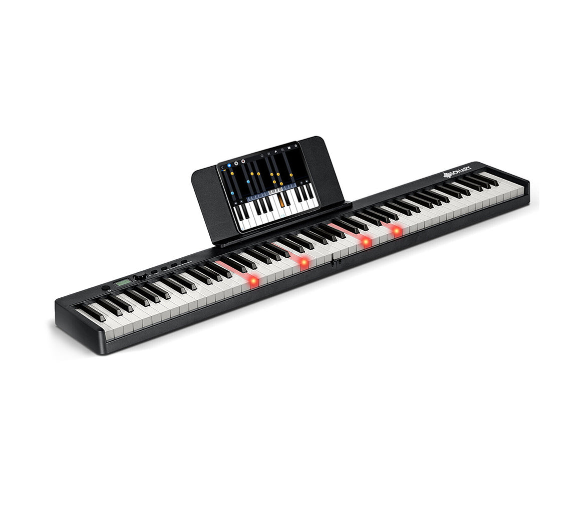 Piano eléctrico plegable de 88 teclas con luces, teclado portátil de tamaño completo MIDI