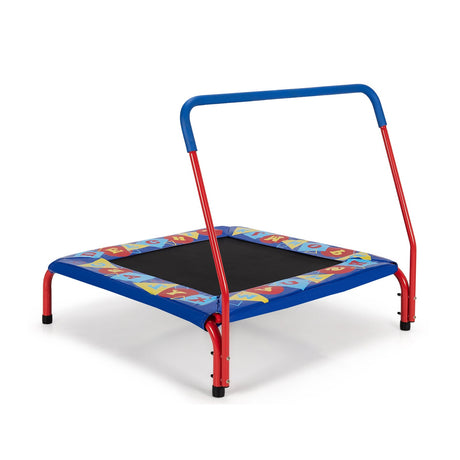 Trampolín Cuadrado de 36 Pulgadas para Niños, Uso Interior/Exterior, con Barandilla de Espuma - Azul