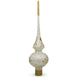 Santa Head and Mistletoe on White Glass Christmas Tree Topper 11 Inches