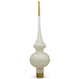 Santa on White Glass Christmas Tree Topper 11 Inches