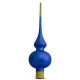 Angels Admire Jesus Nativity Scene Blue Glass Christmas Tree Topper 11 Inches