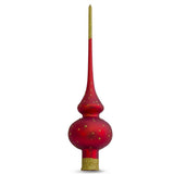 Angels Admire Jesus Nativity Scene Red Glass Christmas Tree Topper 11 Inches