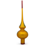 Santa Looking at Clock on Gold Glass Christmas Tree Topper 11 Inches