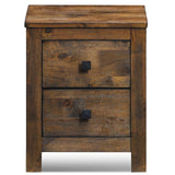 Wood 2 Storage Sliding Drawers End Nightstand-Oak