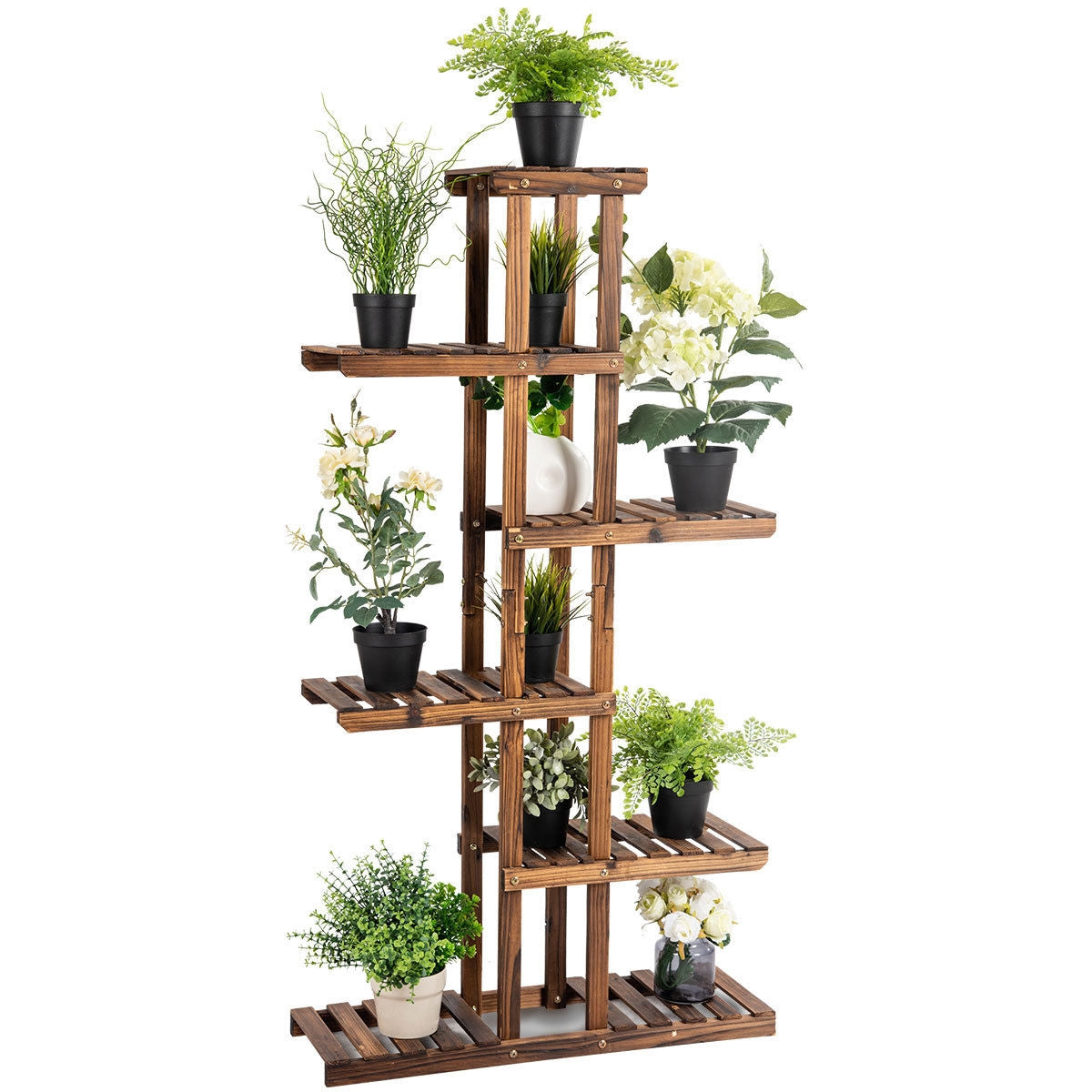 Estantería de madera de 6 niveles para jardín, soporte para plantas