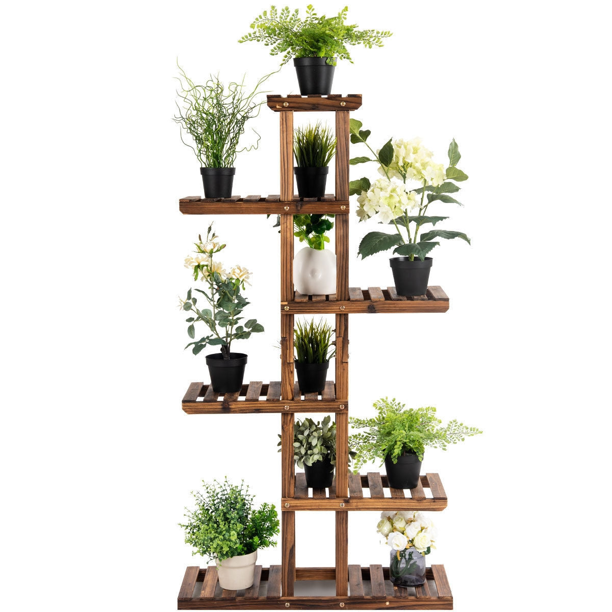 Estantería de madera de 6 niveles para jardín, soporte para plantas