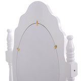 Vanity Table Set with Cushioned Stool with 360¬∞ Rotating Oval Mirror and Three Drawers-White