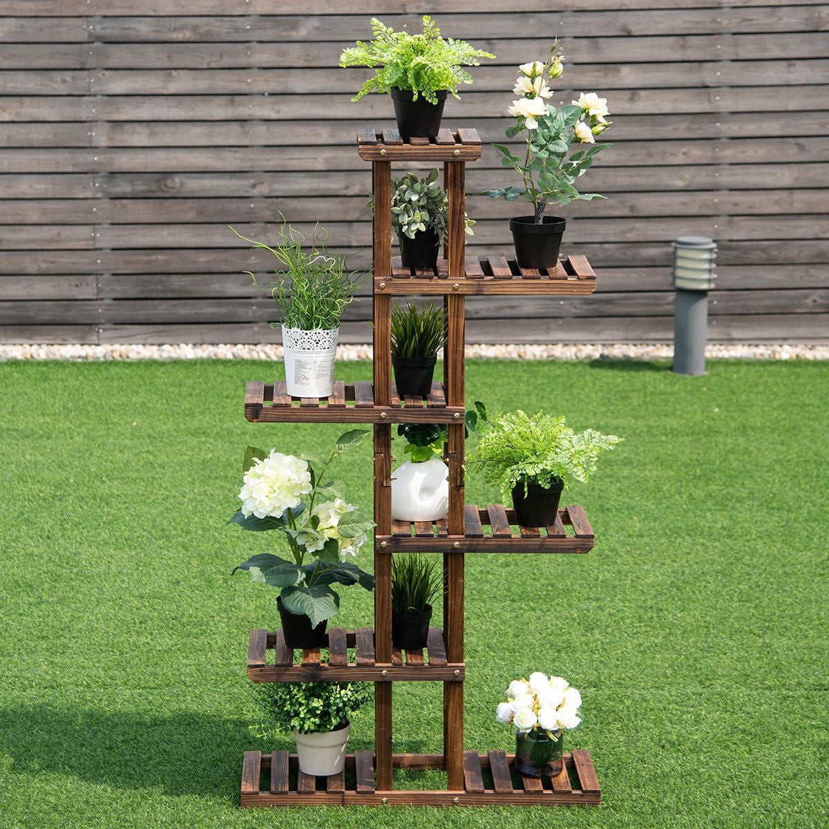 Estantería de madera de 6 niveles para jardín, soporte para plantas