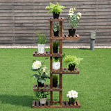 Estantería de madera de 6 niveles para jardín, soporte para plantas