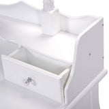Vanity Table Set with Cushioned Stool with 360¬∞ Rotating Oval Mirror and Three Drawers-White