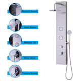 Panel de ducha de acero inoxidable de 47 pulgadas con jets de masaje y ducha de mano