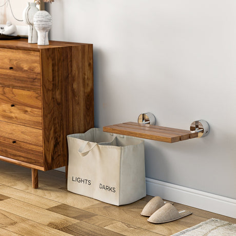 Asiento de ducha de teca plegable de pared de 20 pulgadas