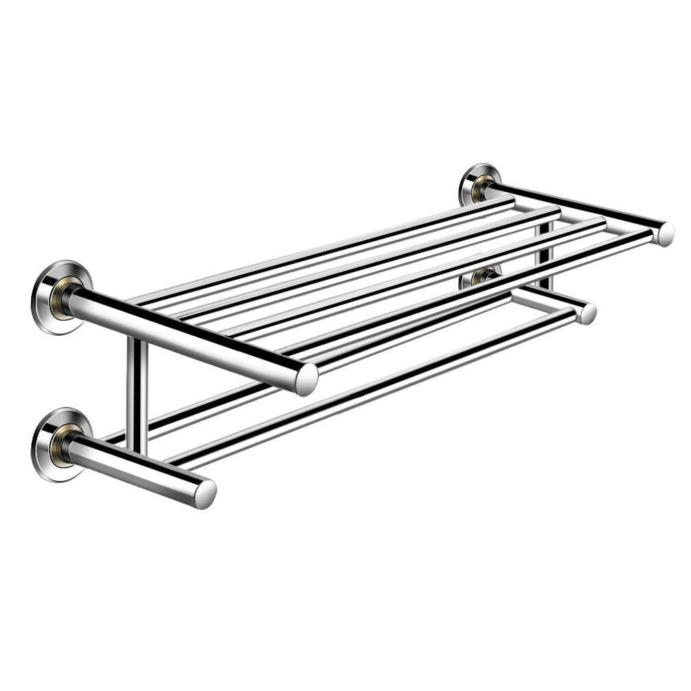 Toallero de pared de acero inoxidable de 24 pulgadas con 2 niveles de almacenamiento