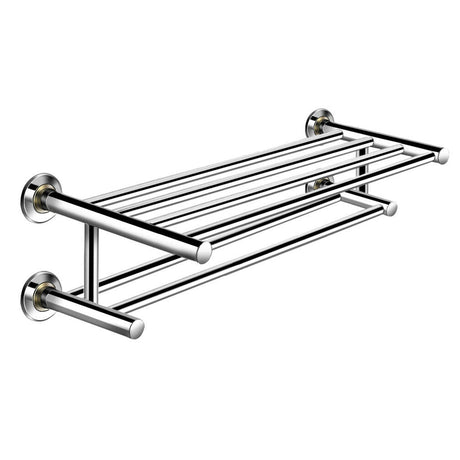 Toallero de pared de acero inoxidable de 24 pulgadas con 2 niveles de almacenamiento
