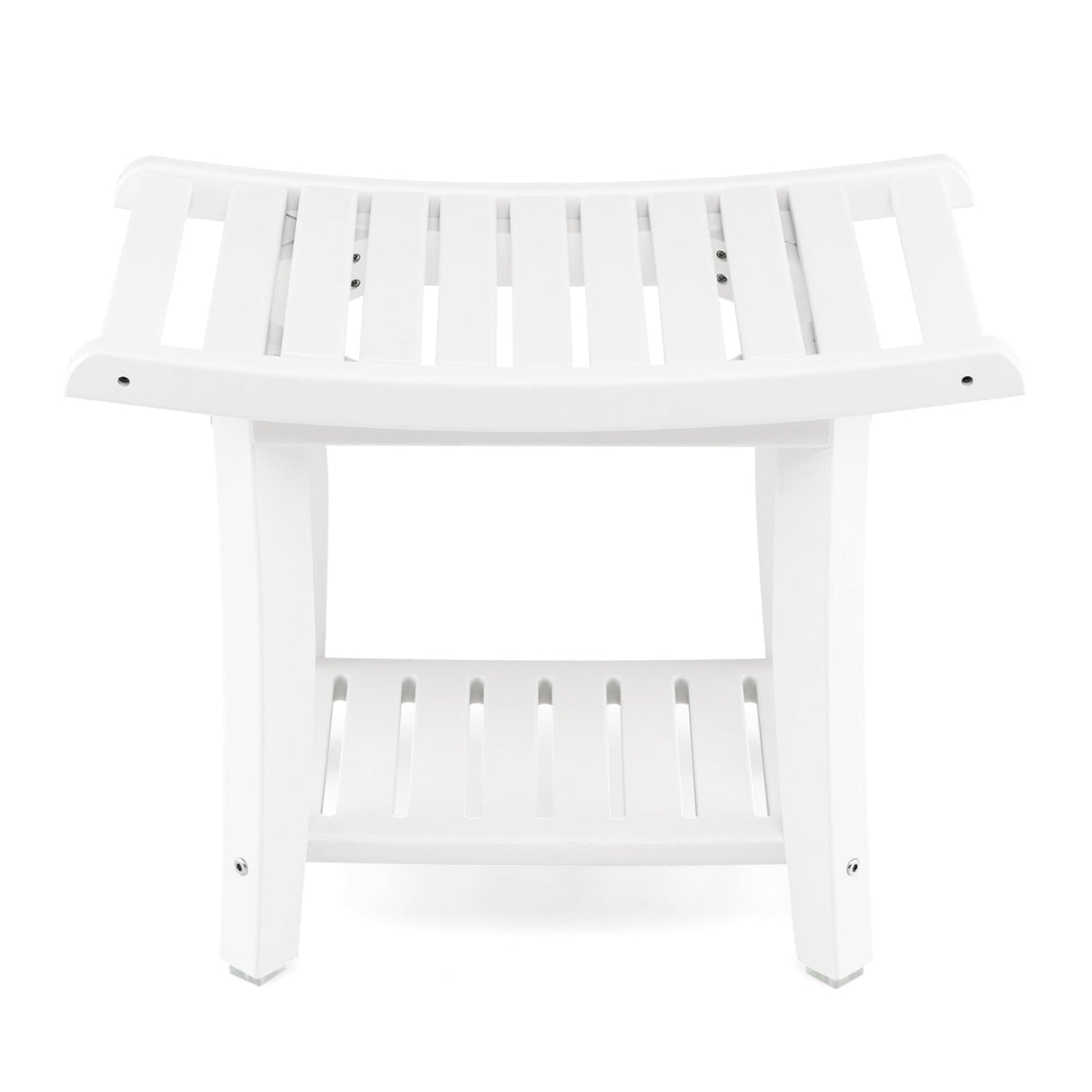 Waterproof Bath Stool with Curved Seat and Storage Shelf