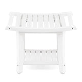 Waterproof Bath Stool with Curved Seat and Storage Shelf