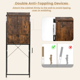 4-Tier Multifunctional Toilet Sorage Cabinet with Adjustable Shelf and Sliding Barn Door