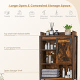 4-Tier Multifunctional Toilet Sorage Cabinet with Adjustable Shelf and Sliding Barn Door