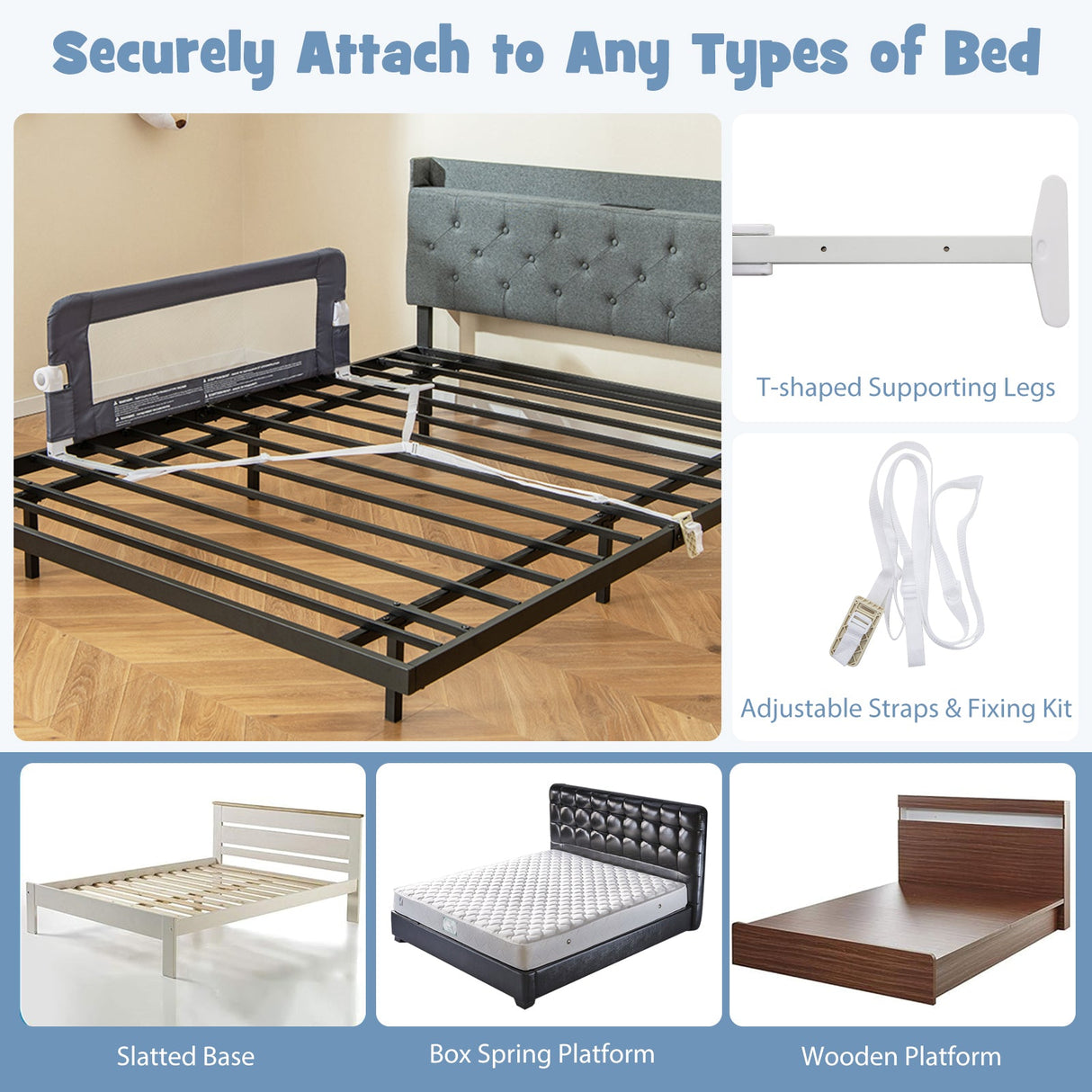 Barandilla de cama plegable, barrera de seguridad para bebés que se abate