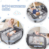 Parque de juegos portátil para bebés con cambiador, moisés y caja de música