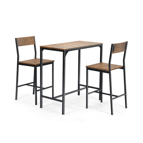 Juego de mesa de bar de 3 piezas con 2 taburetes - Negro