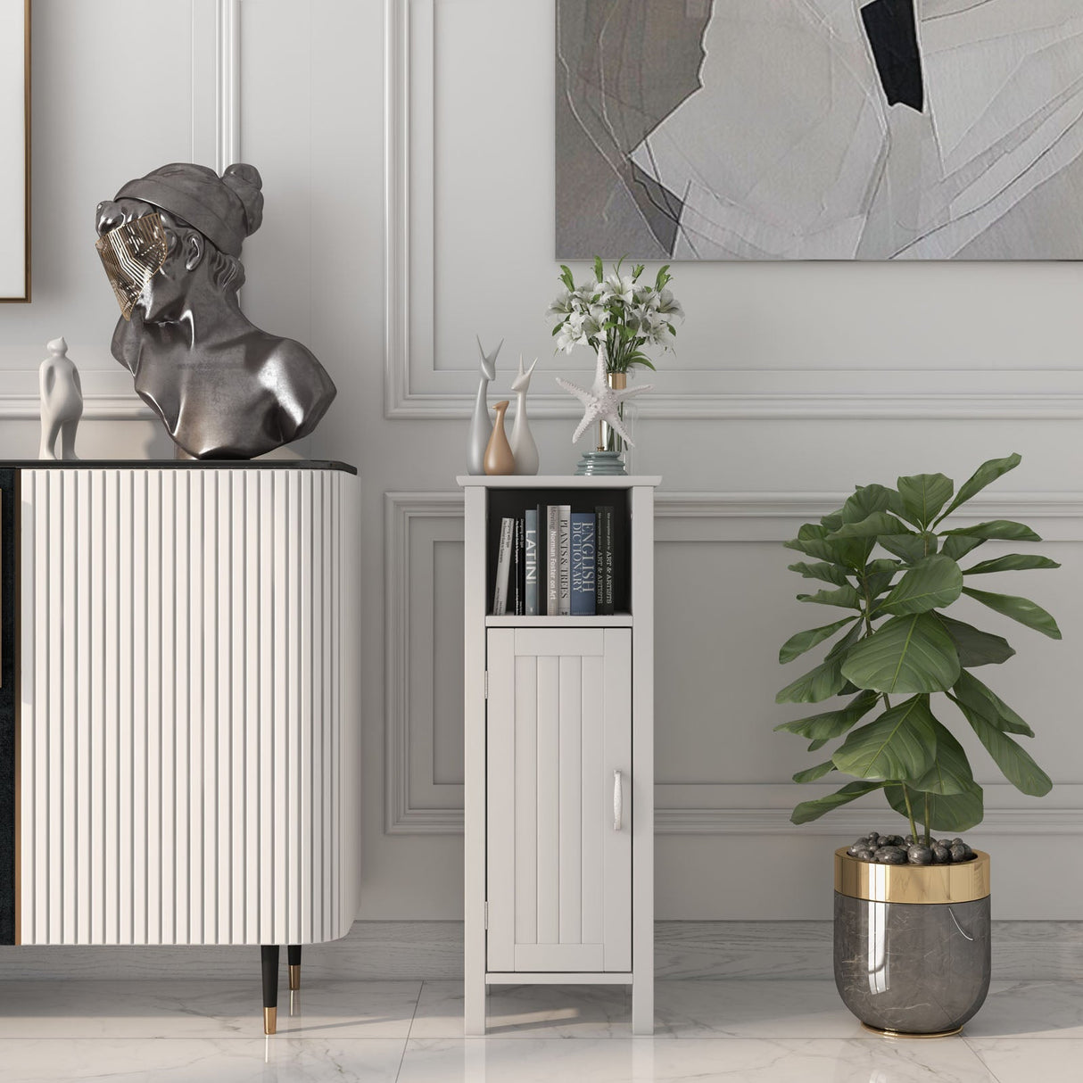 Bathroom Storage Organizer with 2-Tier Cabinet