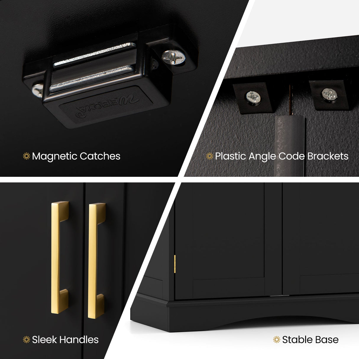 Armario de almacenamiento para baño con 2 puertas y estantes ajustables