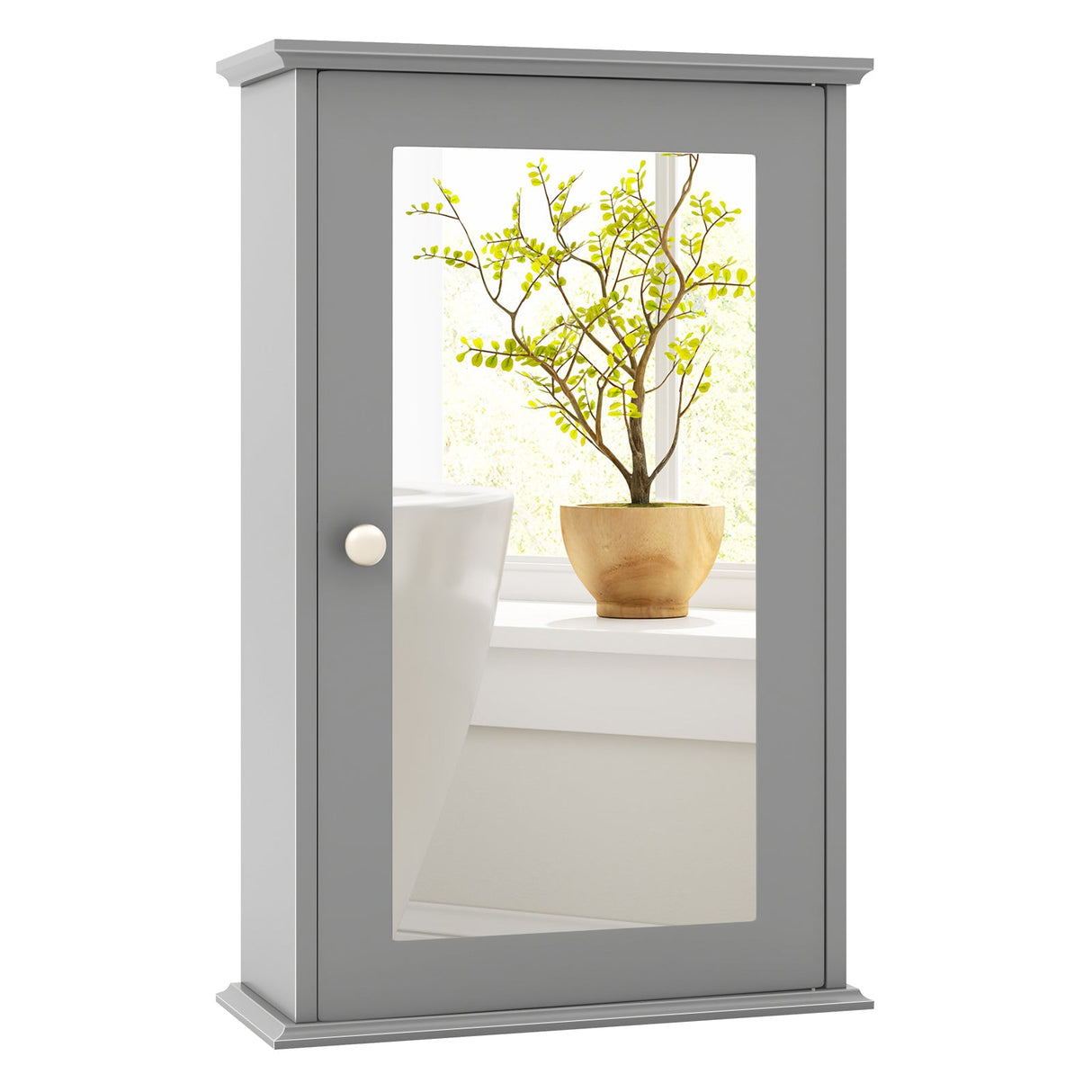 Armario de pared para baño con puerta de espejo individual