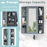 Mirrored Bathroom Medicine Cabinet with Single Mirror Door and Adjustable Shelf
