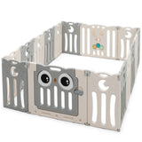 Parque de actividades para bebés de 16 paneles con puerta de seguridad - Beige