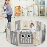Parque de actividades para bebés de 16 paneles con puerta de seguridad - Beige