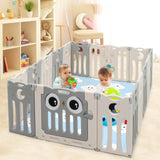 Parque de actividades para bebés de 16 paneles con puerta de seguridad - Beige