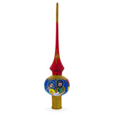 Holy Family Nativity Scene on Red Glass Christmas Tree Topper 11 Inches