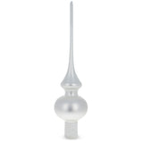 Matte White with Sparkling Top Glass Christmas Tree Topper 11 Inches