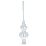 Glossy White with Sparkling Top Glass Christmas Tree Topper 11 Inches