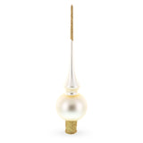 Matte Beige with Sparkling Top Glass Christmas Tree Topper 11 Inches