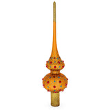 Red Jewels on Gold Geometrical Glass Christmas Tree Topper 11 Inches